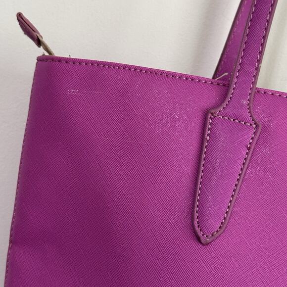David Jones Paris Purse Tote Purple Vintage Zipper 17x10 Faux Leather‎ Party NEW - Picture 4 of 11